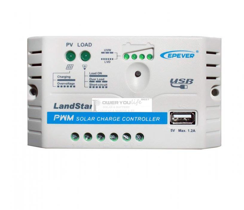 LS1024EU PWM Charge Controller Charge Controller 10 A 12 V/24 V with USB Port LS1024EU PWM Charge Controller Charge Controller 10 A 12 V/24 V with USB Port