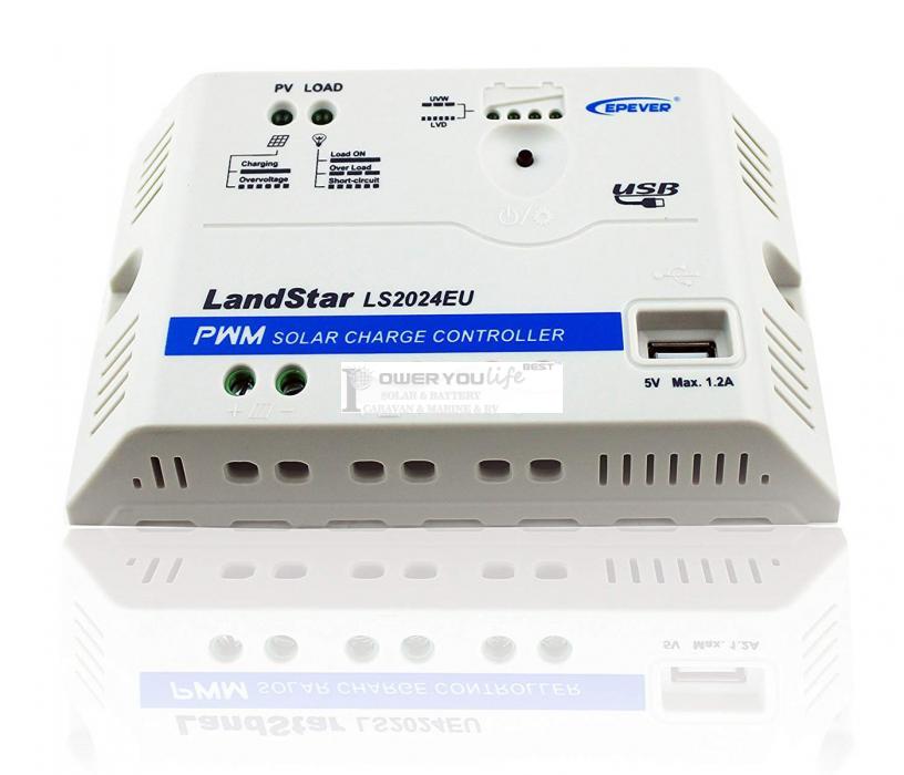 LS2024EU PWM Charge Controller Charge Controller 20 A 12 V/24 V with USB Port LS2024EU PWM Charge Controller Charge Controller 20 A 12 V/24 V with USB Port