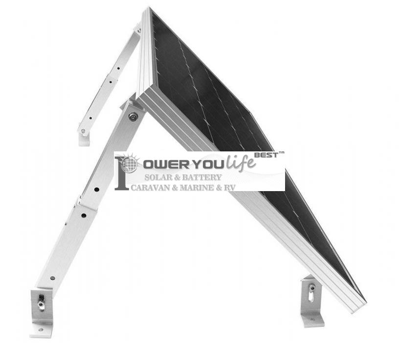 Deluxe Adjustable Solar Panel Tilt Mount Brackets support up to 170 Watt Solar Panel for Roof, RV, Boat and Any Flat Surface, for on-grid/off-grid systems Deluxe Adjustable Solar Panel Tilt Mount Brackets support up to 170 Watt Solar Panel for Roof, RV, Boat and Any Flat Surface, for on-grid/off-grid systems